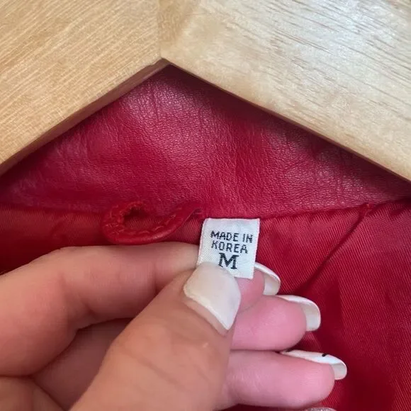 Vintage Red Leather Moto Jacket Size Medium - Picture 7 of 7